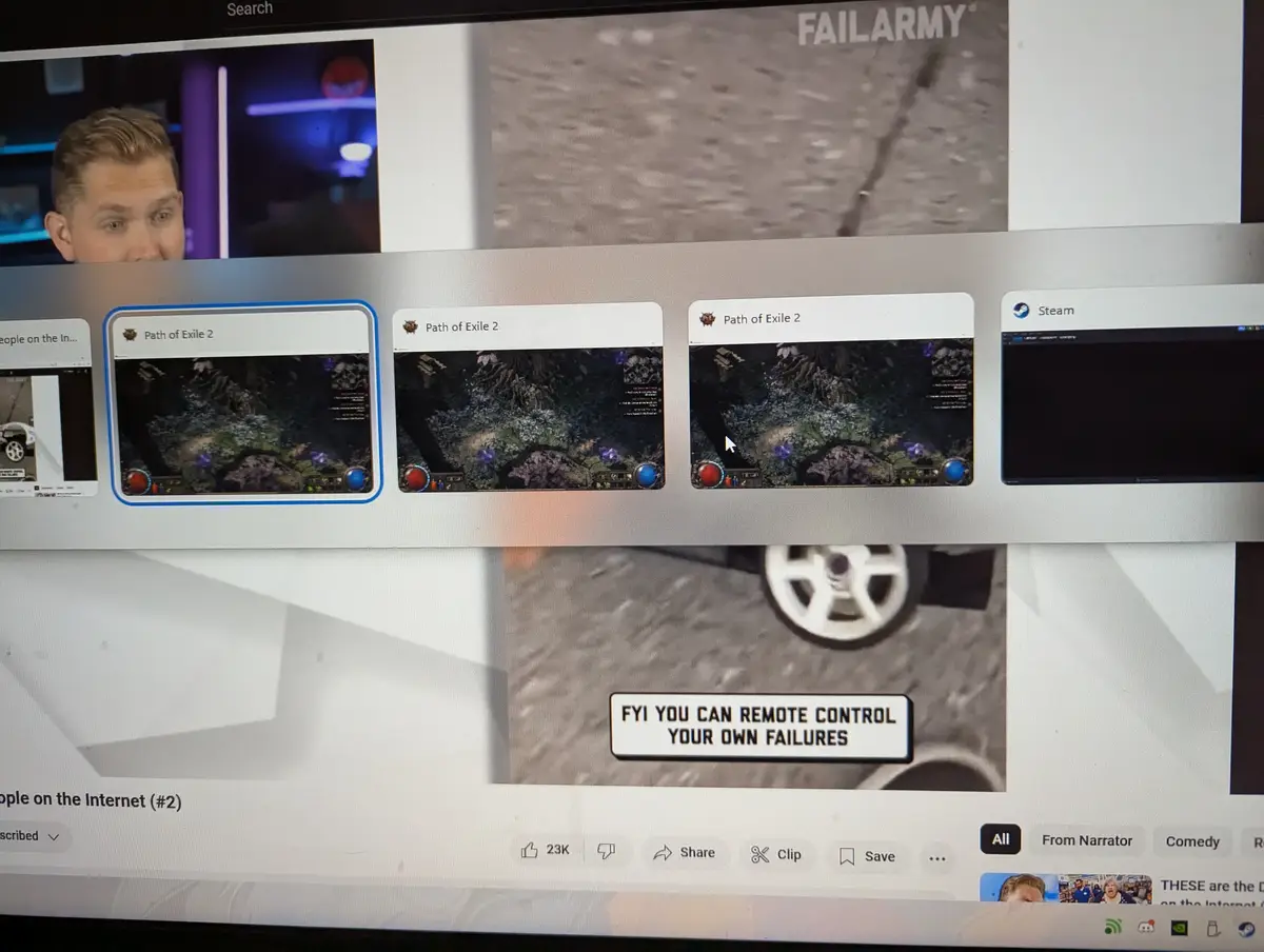 A computer screen shows a YouTube video titled 'People on the Internet (#2)' with a FailArmy watermark. The video's overlay…