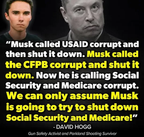 The image features two men: a younger man on the left and Elon Musk on the right. Overlaid text in white and yellow quotes…