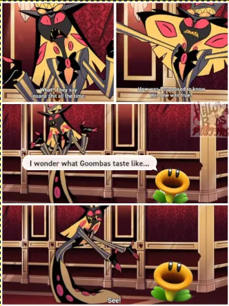 A four-panel comic strip featuring the character Luxord from Kingdom Hearts, who is shown in a luxurious room with red…