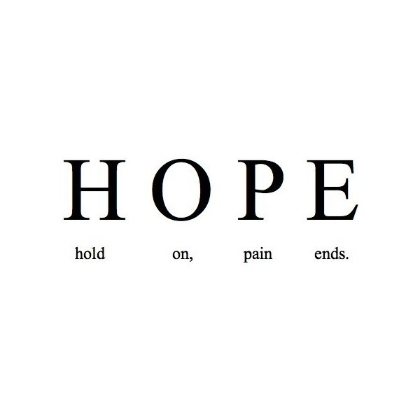 The image displays the word 'HOPE' in large, bold, black serif letters centered on a plain white background. Below each…