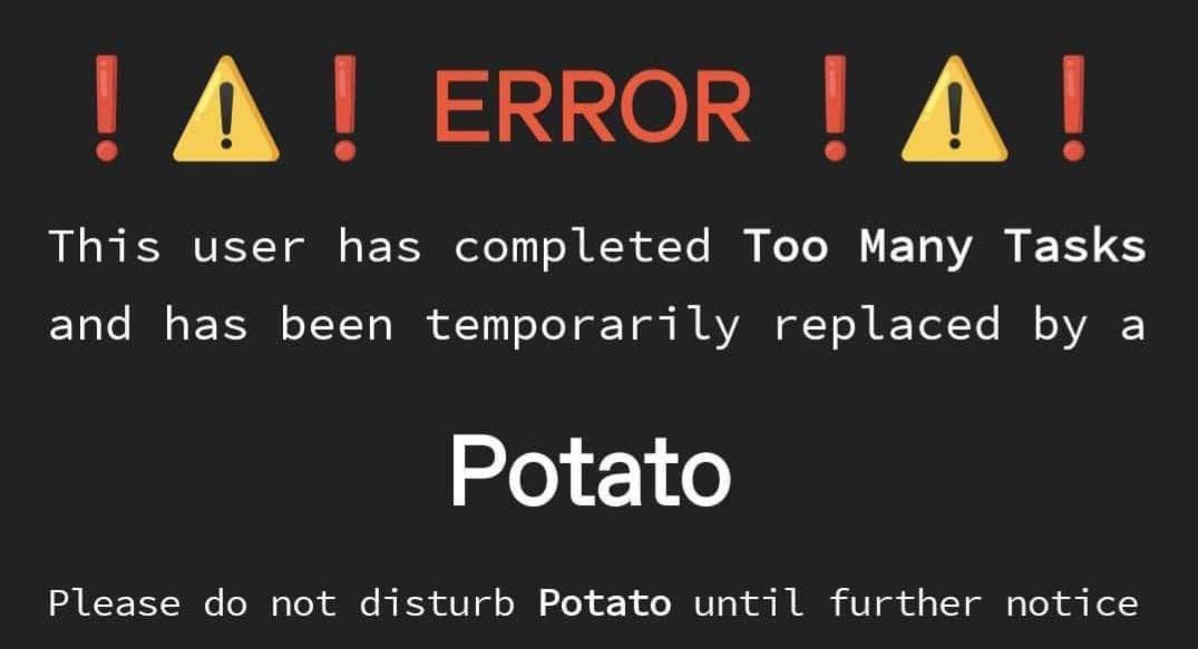 A dark-themed error message graphic with red exclamation marks and yellow warning triangles flanking the word 'ERROR' in…