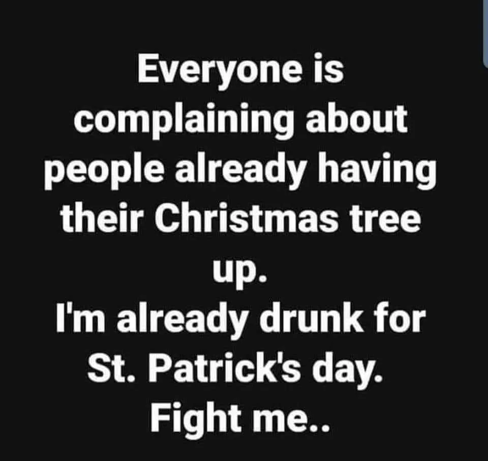 A black background with white text that reads: 'Everyone is complaining about people already having their Christmas tree up…