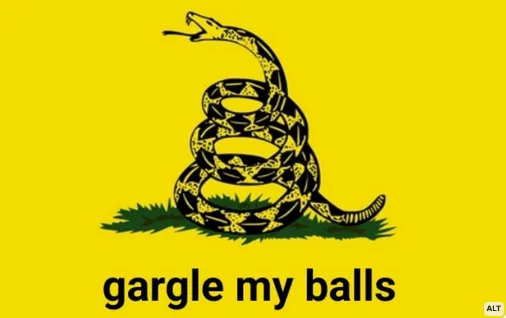 A yellow background features a black coiled rattlesnake with its mouth open, standing on a patch of green grass. Below the…