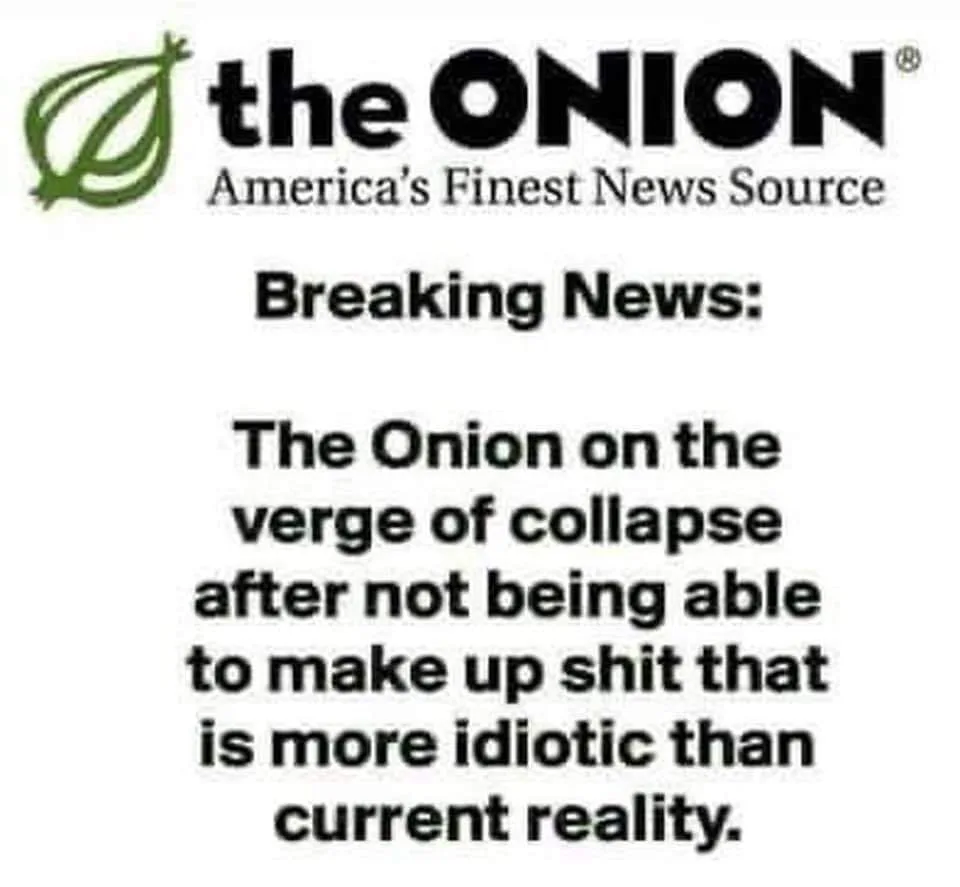 The image displays the logo and tagline of 'the ONION America's Finest News Source' at the top. Below it, bold text reads…