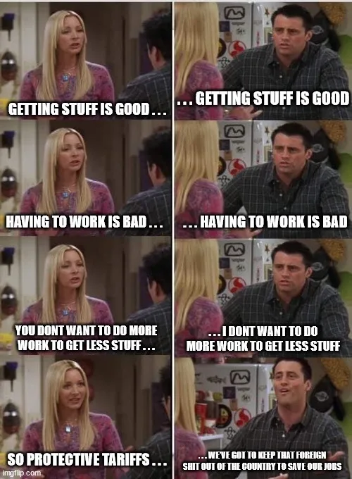 A six-panel meme from the TV show 'Friends' featuring Phoebe and Chandler. Phoebe states 'getting stuff is good... having to…