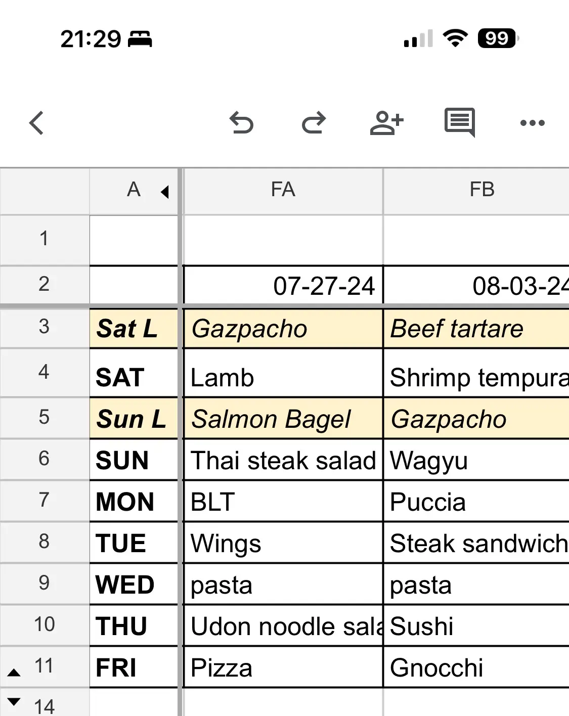 Life Pro Tip: Organize Your Dinner Plans with Google Sheets