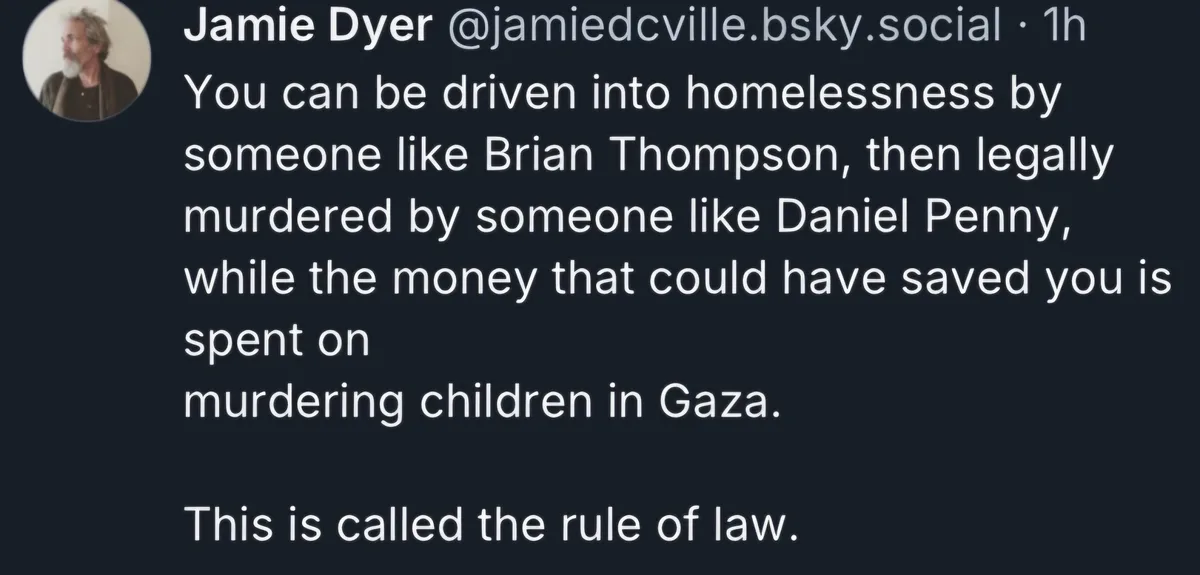 A screenshot of a social media post by Jamie Dyer, showing a dark background with white text. The post reads: 'You can be…