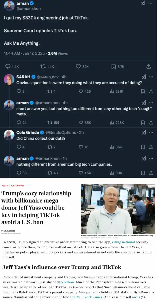 The image is a screenshot of a Twitter thread by user 'arman' where he announces quitting his $330k engineering job at…