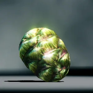 A single green artichoke is centered on a plain gray surface with a spotlight effect behind it, casting a shadow. The…
