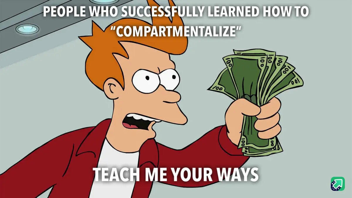 A cartoon man with orange hair and a red jacket holds a fan of $100 bills, looking eager and excited. The text overlaid on…