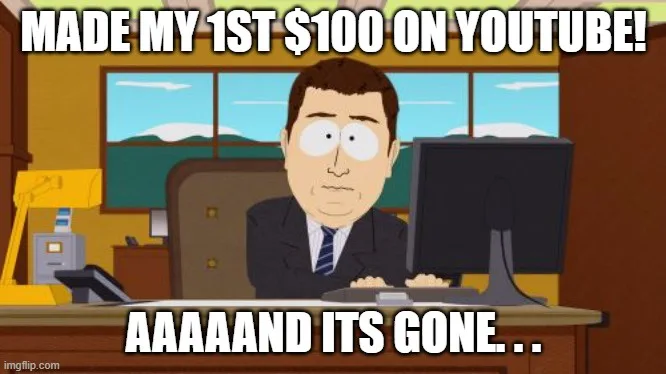 A cartoon man in a suit sits at a desk in front of a computer monitor with a shocked, wide-eyed expression. The image has…