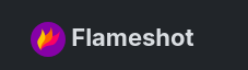 The image displays the logo and name 'Flameshot' against a dark gray background. The logo is a purple circle containing a…