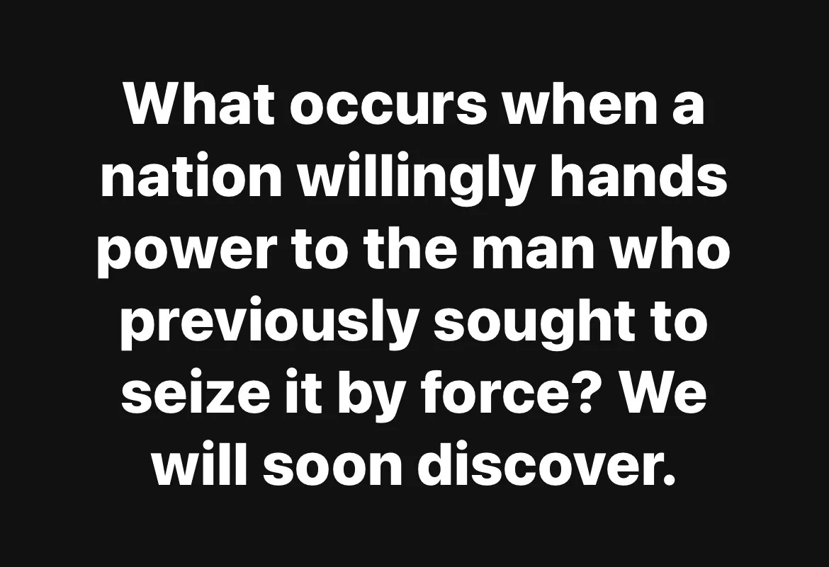 The image is a solid black background with large, white, sans-serif text centered. The text poses a rhetorical question…