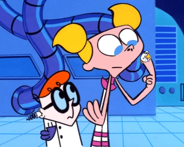 A comic strip sequence from 'The Powerpuff Girls' shows a character with yellow pigtails holding a small bird, then…