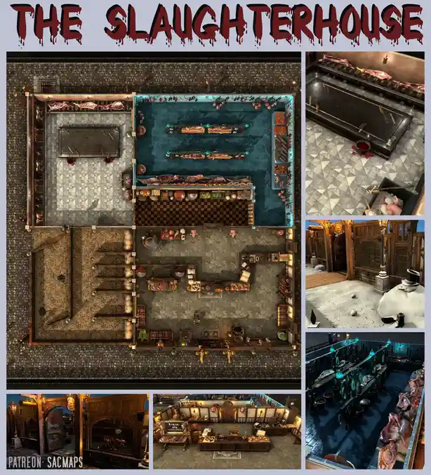 Explore The Slaughterhouse: Free DnD and TTRPG Maps