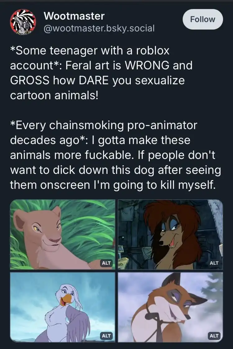 A four-panel meme featuring characters from Disney's 'The Lion King' and 'The Fox and the Hound'. The top-left panel shows a…