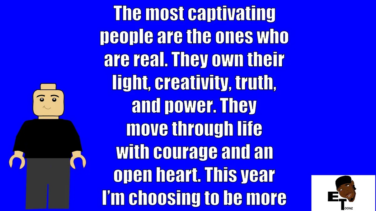 A blue background features a cartoon Lego minifigure on the left wearing a black shirt and gray pants. Large white text…