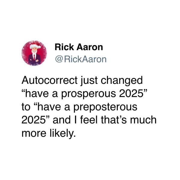 A screenshot of a tweet from Rick Aaron (@RickAaron) showing a circular profile picture of a cartoon man in a suit and hat…