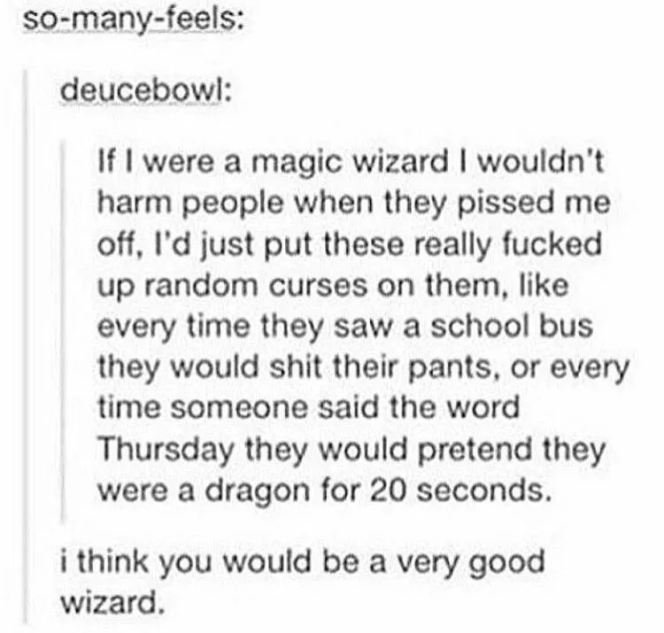 The image displays a screenshot of a text conversation. The first message, from 'so-many-feels', is a simple prompt. The…