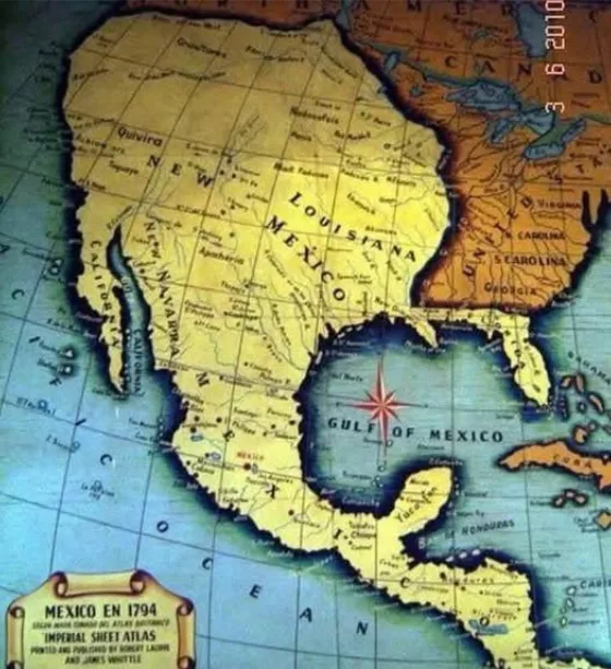 An old map from 1794 shows a large territory labeled 'New Mexico' that includes present-day Texas, Louisiana, and parts of…
