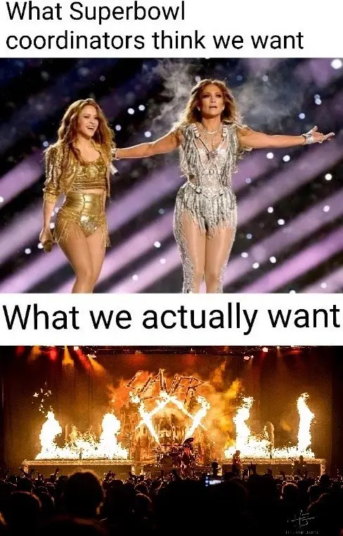 The top panel shows two female performers in elaborate, sparkly stage outfits with arms outstretched on a lit stage. The…