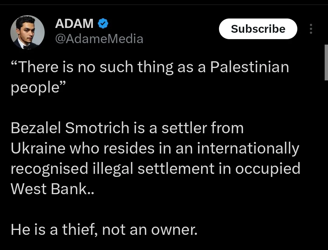 A screenshot of a Twitter post by 'ADAM @AdameMedia' with a black background and white text. The post quotes 'There is no…
