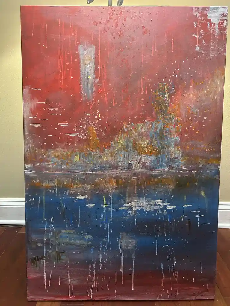 Abstract Art: 'City on Fire' - A Fiery Interpretation