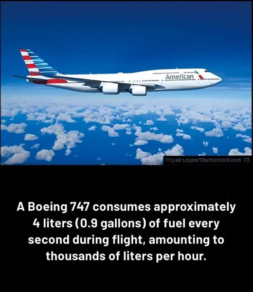 An American Airlines Boeing 747 is shown flying high above fluffy white clouds against a clear blue sky. The image has a…