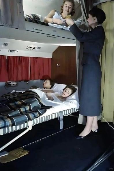A Glimpse into 1950s Air Travel: KLM's Luxurious Flights with Beds on Board