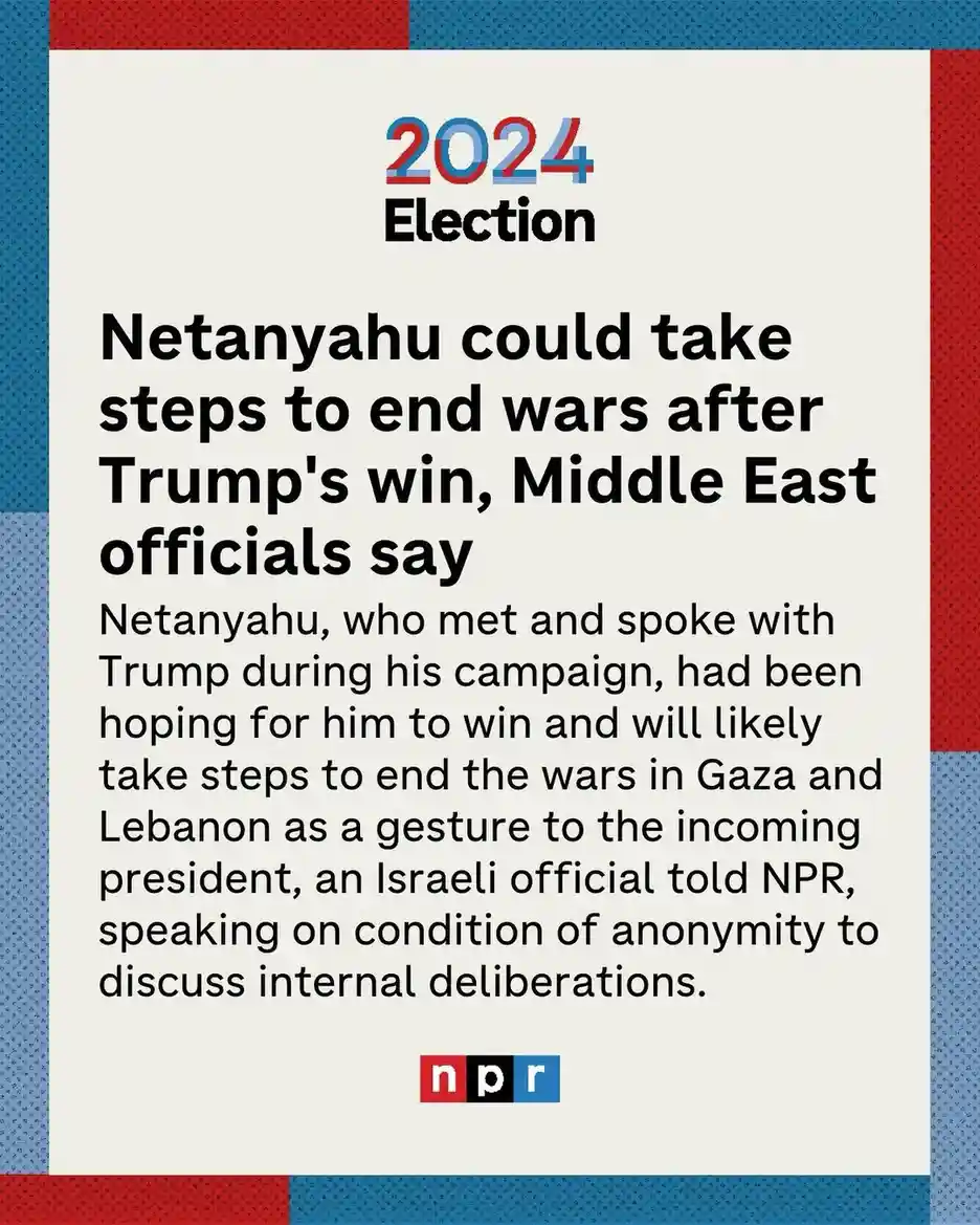 The image displays a mock news article with a red and blue patterned border, titled '2024 Election'. The headline reads…