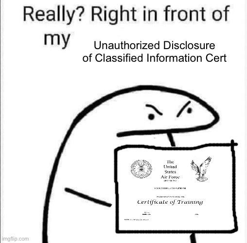 A simple black-and-white stick figure with an angry expression holds up a certificate labeled 'Certificate of Training' from…