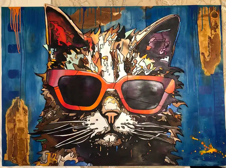 Artistic expression featuring a charming wooden cat!