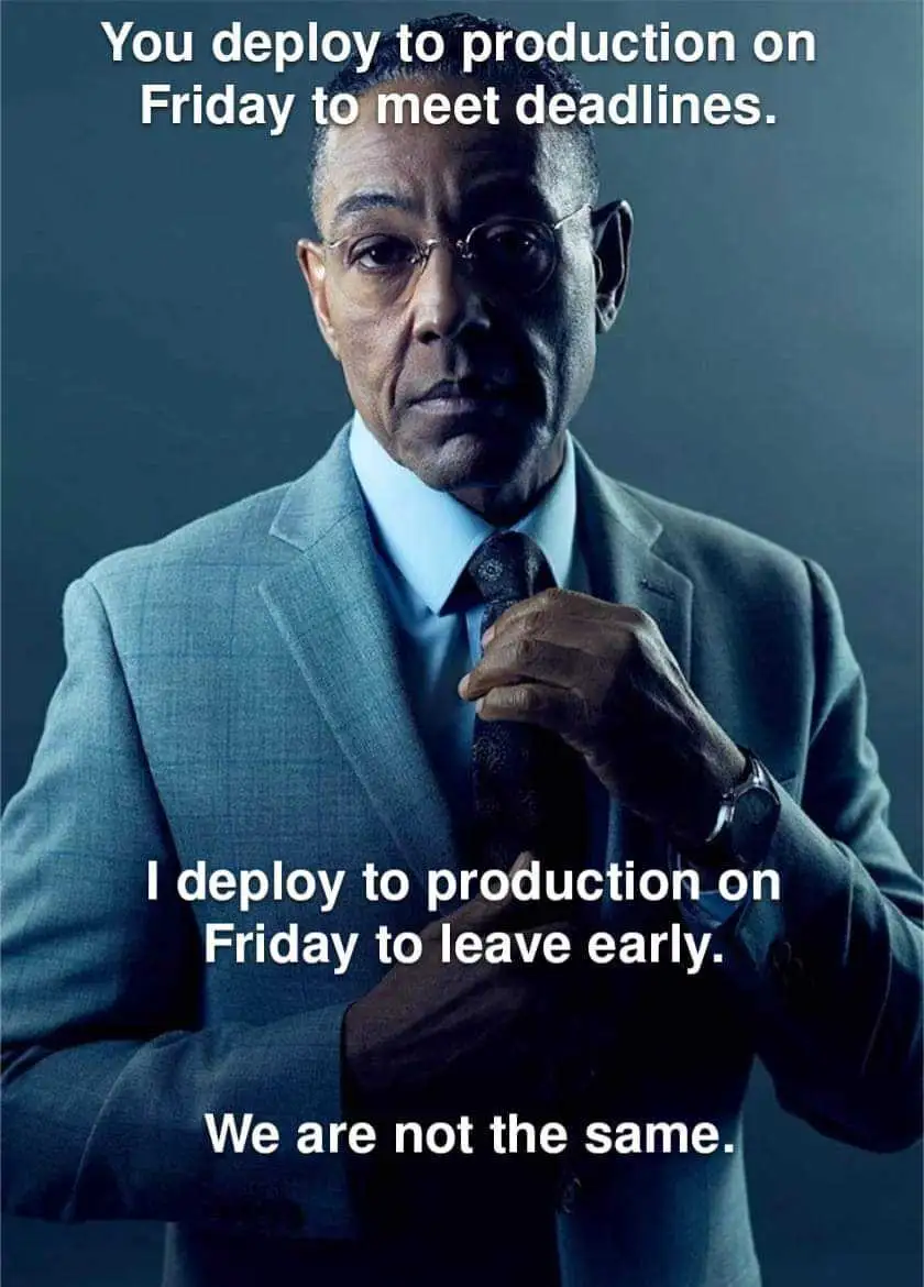A man in a suit and glasses, adjusting his tie, looks directly at the viewer with a serious expression. White text is…
