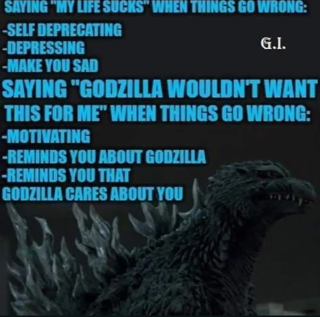 The image features a dark, menacing Godzilla with glowing eyes and spiky dorsal fins, set against a black background…