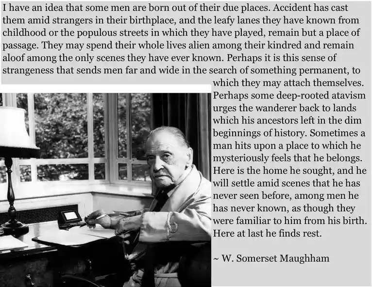 A black-and-white photo shows an elderly man sitting at a desk, writing with a pen. The image is overlaid with a long quote…