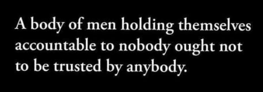 The image displays white serif text on a solid black background. The text reads: 'A body of men holding themselves…