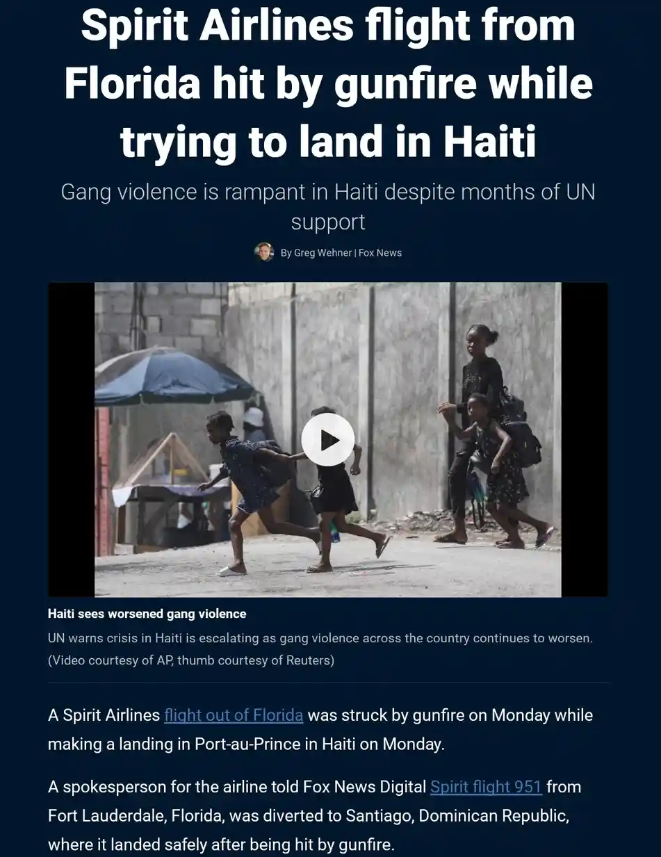The image shows a news article screenshot with a video thumbnail of children running down a street. The headline reads…