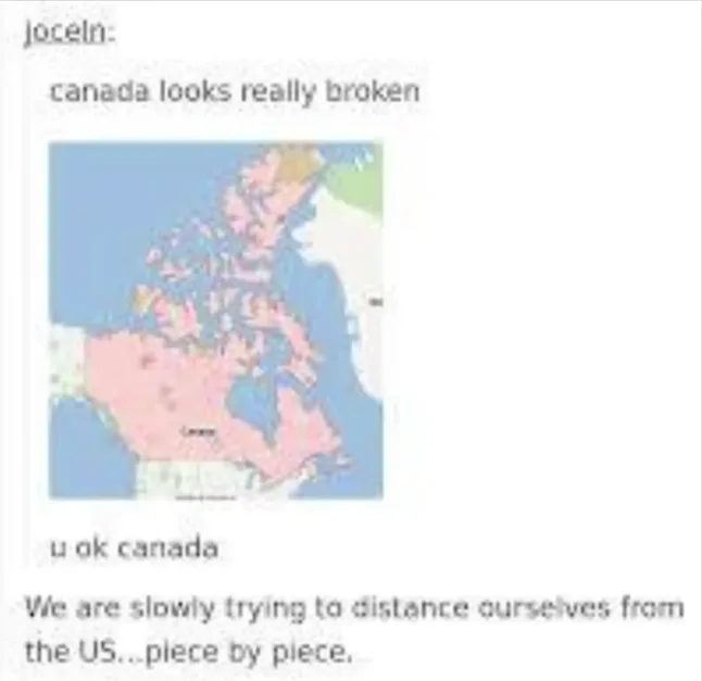 An image of a map of Canada with its provinces and territories outlined in pink, overlaid with text that reads 'jocelin…