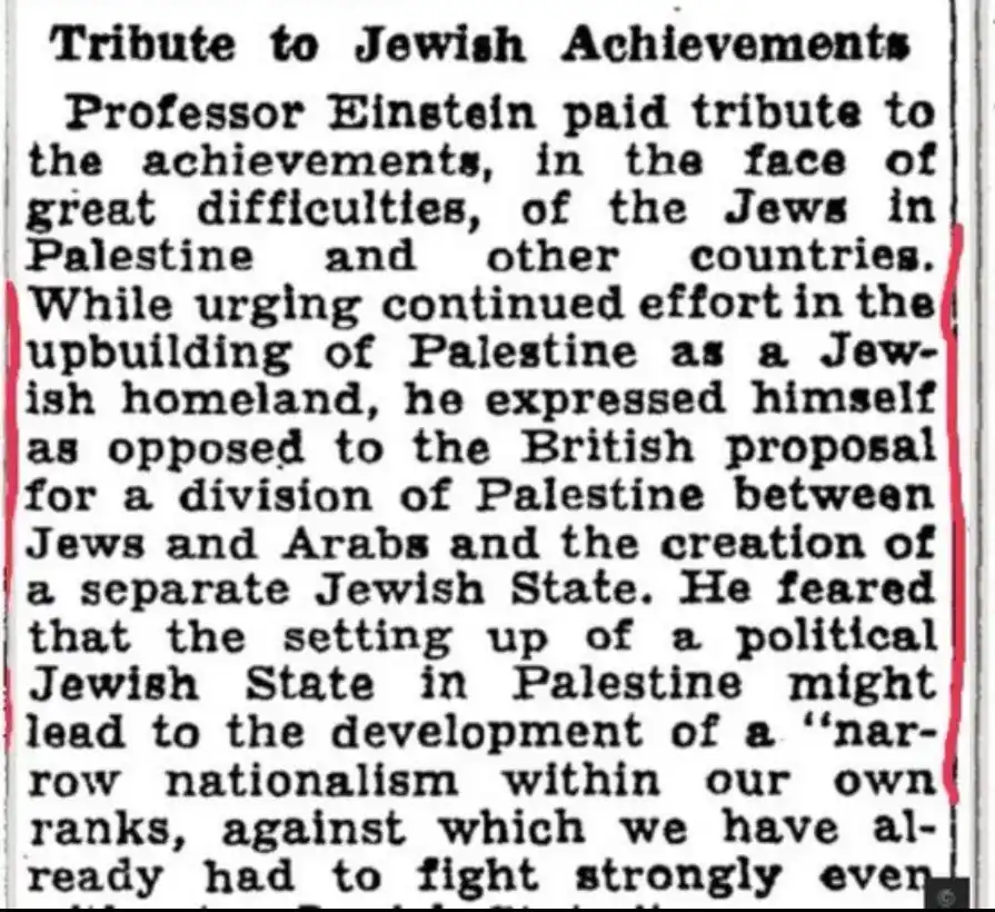 A black-and-white newspaper clipping titled 'Tribute to Jewish Achievements' features a quote from Professor Einstein. The…