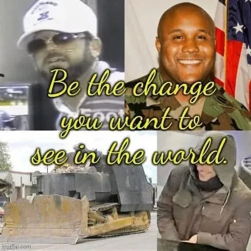 A four-panel collage shows a man in a white cap and sunglasses, a smiling soldier in front of an American flag, a large…