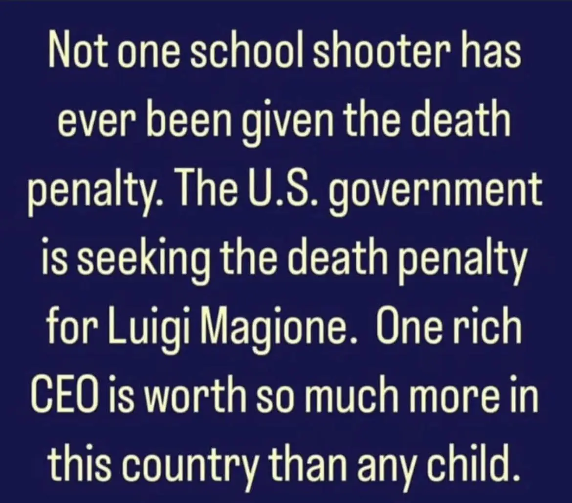 The image displays a solid dark blue background with large, centered, light-yellow text. The text states that no school…