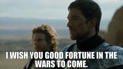 The image displays six identical panels of a scene from Game of Thrones, showing a man in armor looking forward while…
