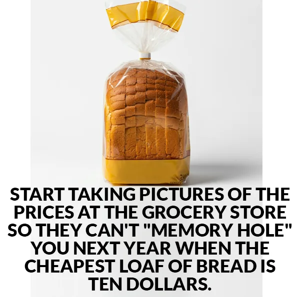 A loaf of sliced bread in a clear plastic bag with yellow ends is shown against a plain white background. Overlaid bold…