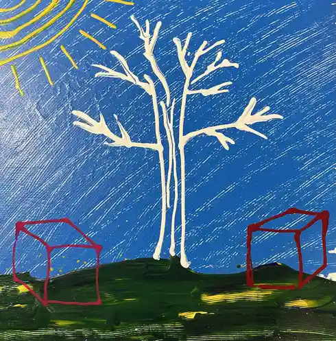 A fascinating combination of a tree and cubes.