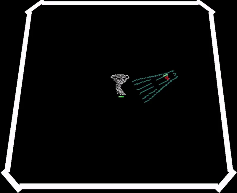 The image shows six panels from a pixelated space shooter game, arranged in two rows of three. In each panel, a spaceship is…