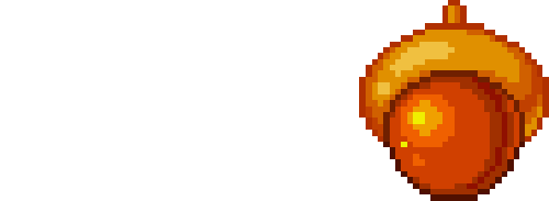 The image displays six pixelated acorns arranged in two rows of three against a plain white background. Each acorn is…