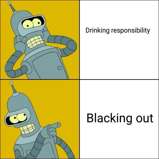 The image shows two panels of the animated robot character Bender from 'Futurama'. In the top panel, he holds his head with…