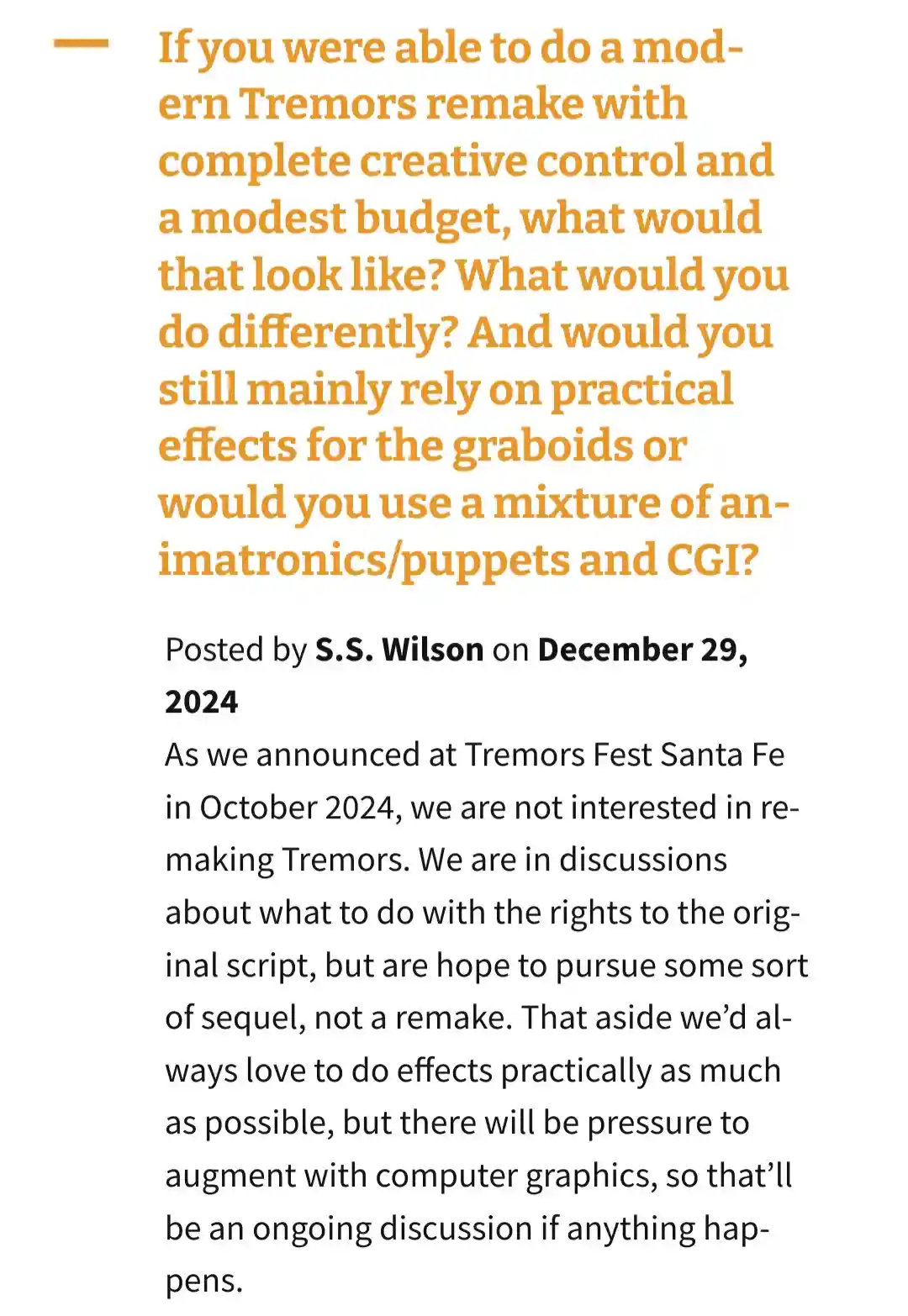 Who's excited for a new Tremors movie?