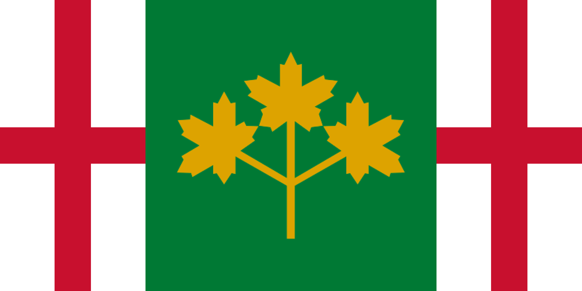The image displays a flag with a red cross on a white background, similar to the flag of England, but with a green central…