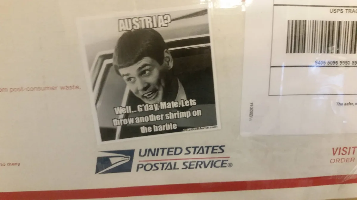 Before I auctioned off my item, this eBayer reached out for a shipping quote to Austria, emphasizing that Austria is indeed part of EUROPE. Here's what I put on the package.